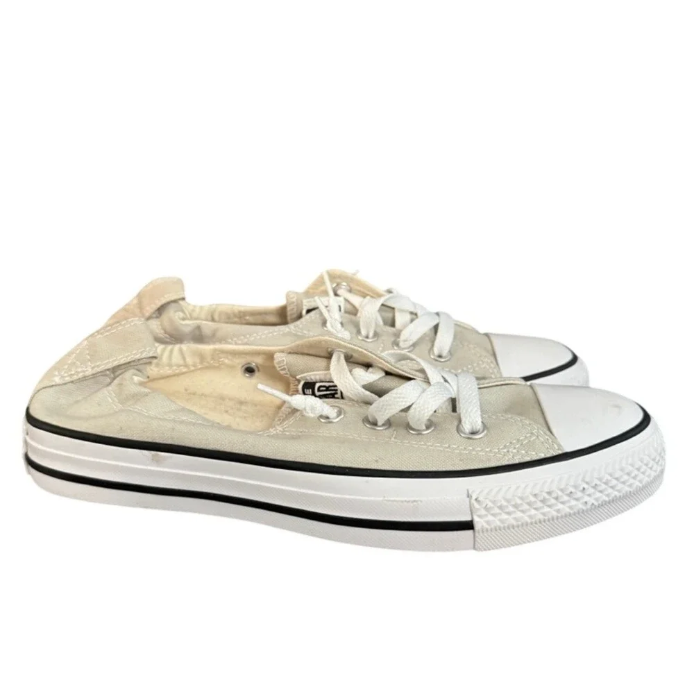 Converse Chuck Taylor All Star Shoreline Slip On Sneakers Beige Canvas Womens 8